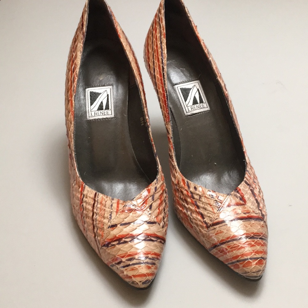 J.Renee Faux Snakeskin approx 3.5” Heels Sz 8N
